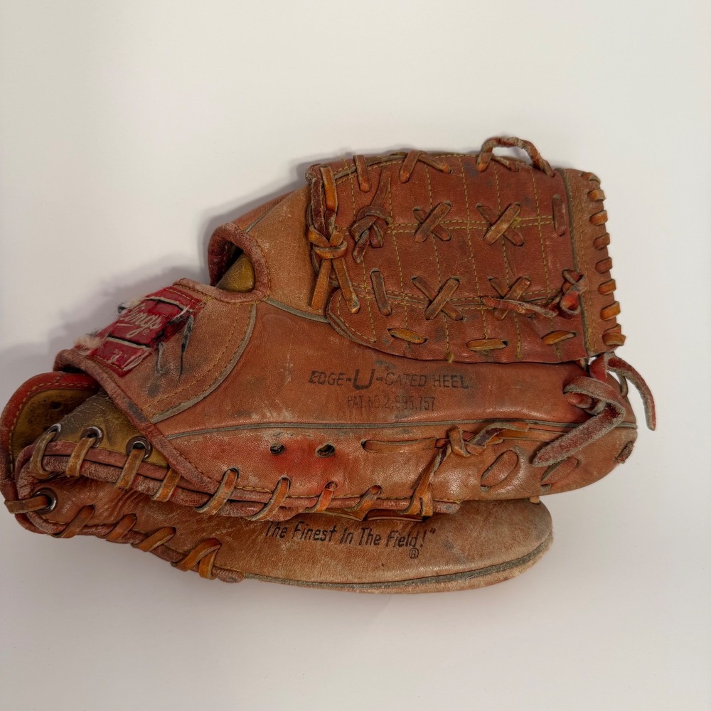 Vintage Rawlings Reggie Jackson Autograph Baseball Glove Wing Tip Edge-U-Cated
